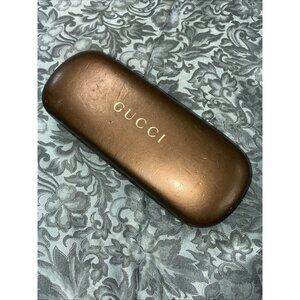 2010 Gucci Glasses Case Hard Shell Eyeglasses Case GOLD GG #a